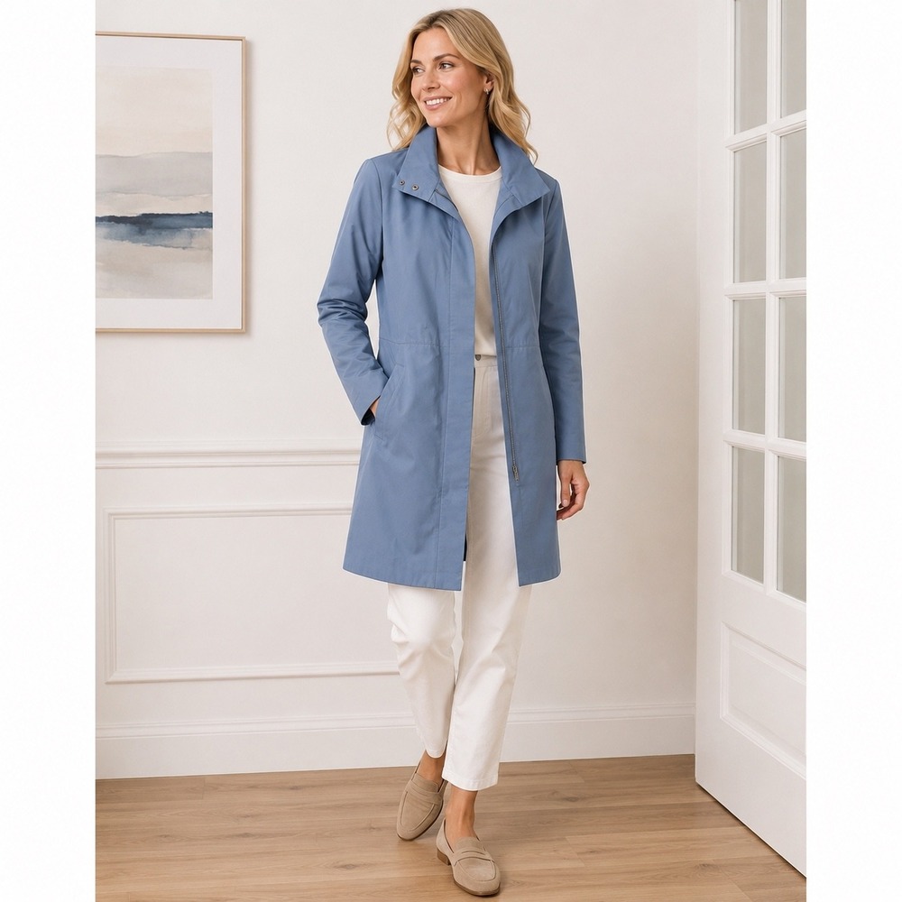 Part Two Blue Lightweight Zip Front Coat Jacket EU 38 US 8 Scandinavian